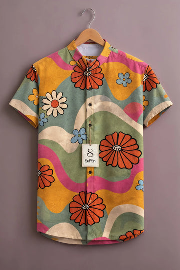 Men's Retro Bloom Printed Shirt