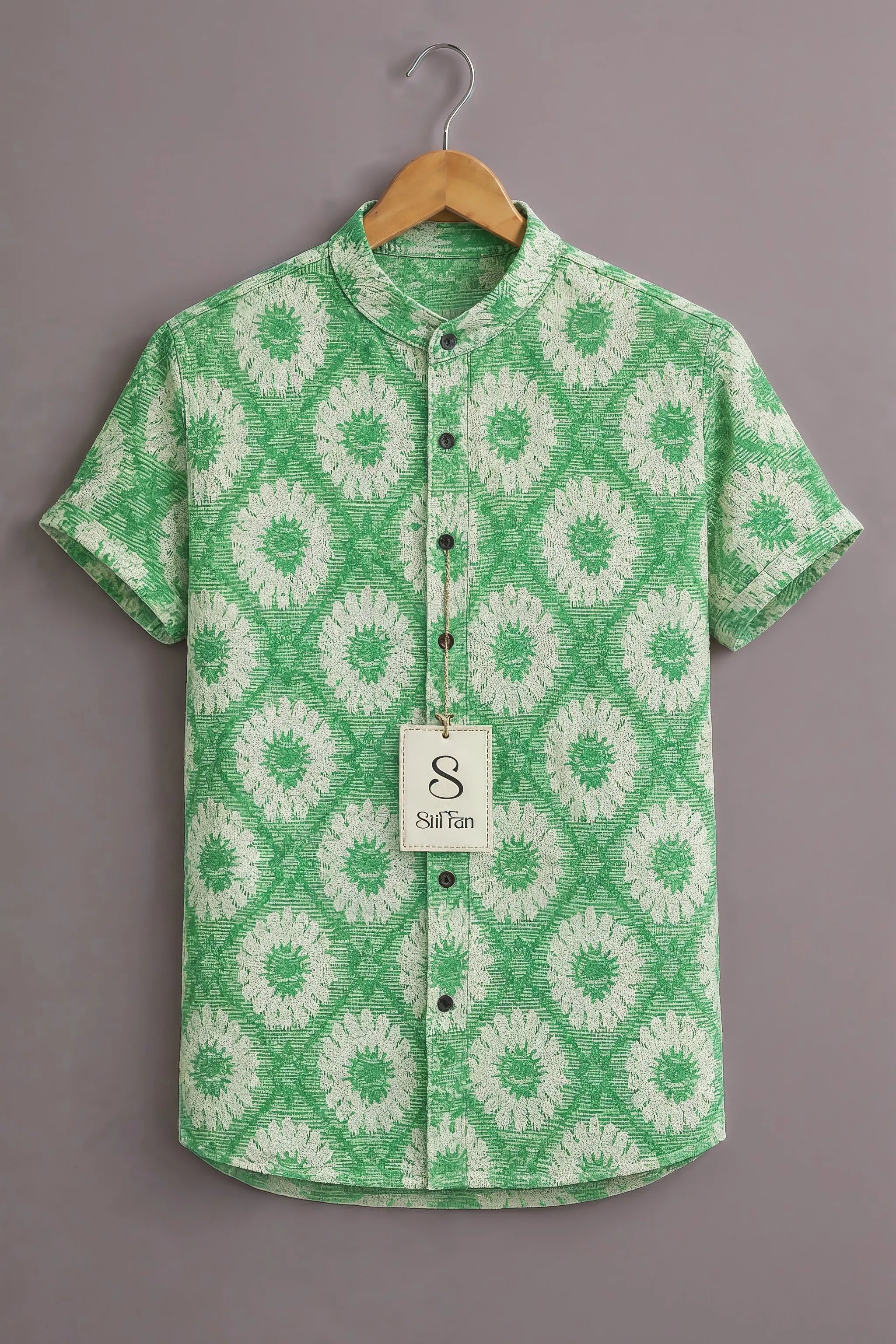 Men's Mint Ethnic Bloom Shirt