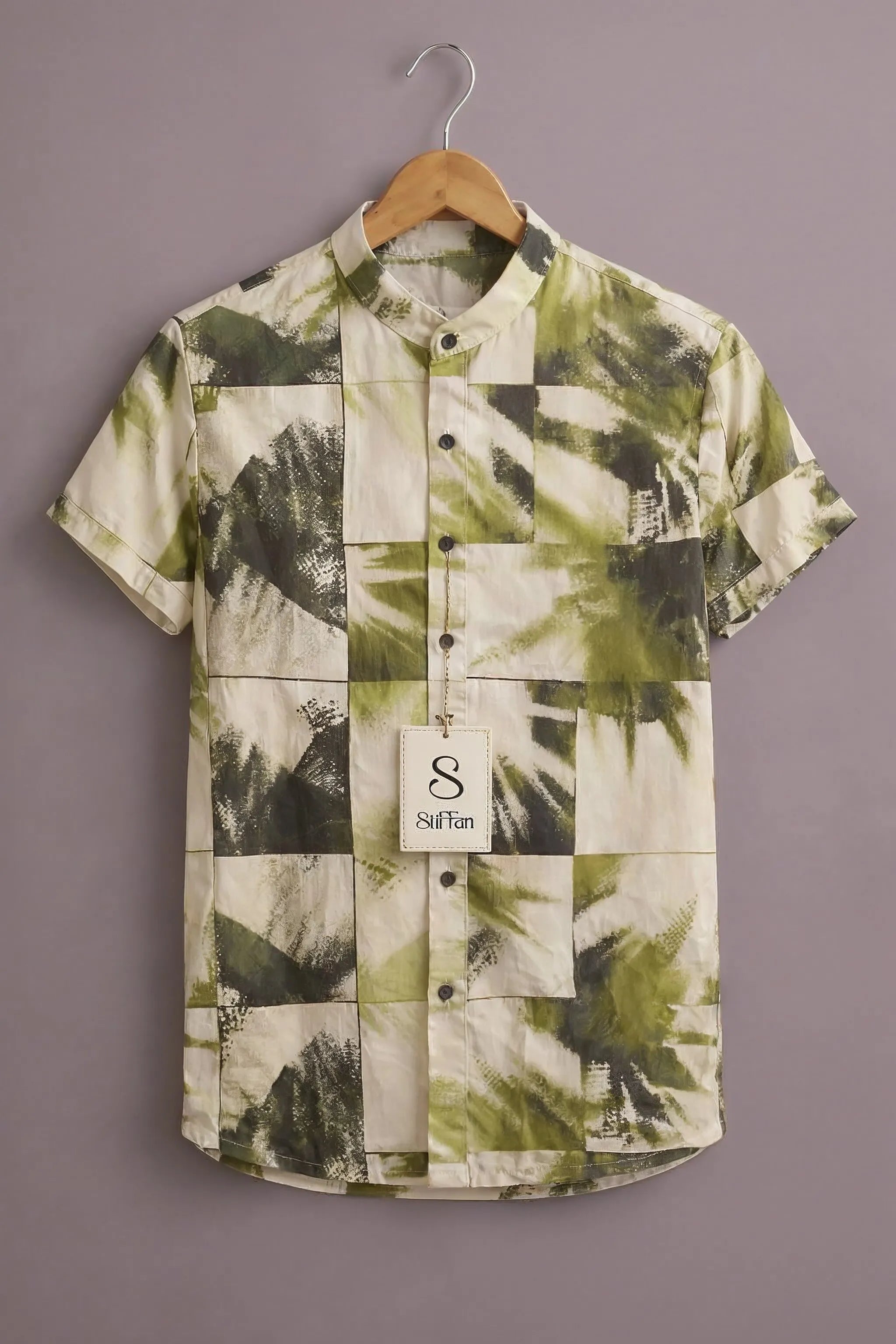 Men's Olive Canvas Patch Shirt