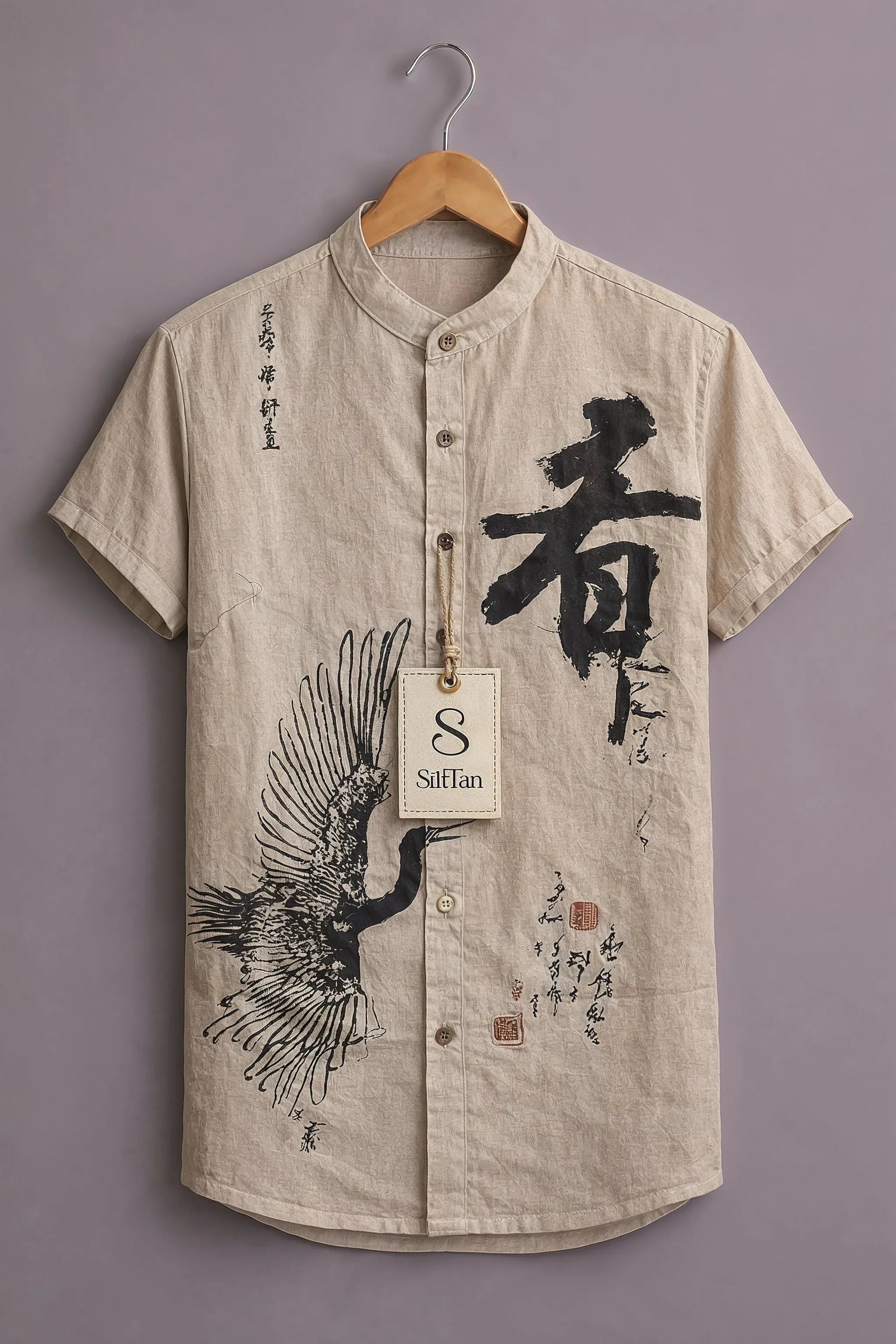 Zen Crane Calligraphy Shirt