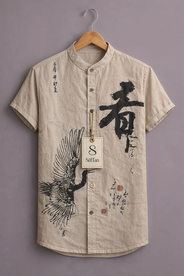 Zen Crane Calligraphy Shirt