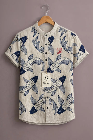 Men's Indigo Koi Heritage Shirt