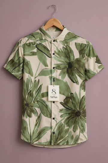 Men's Olive Bloom Resort Shirt