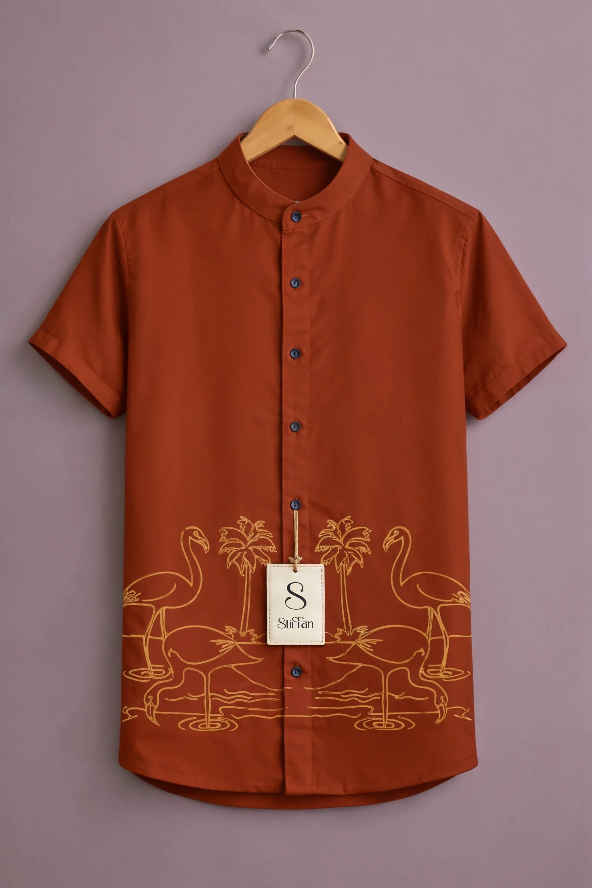 Men's Rust Flamingo Art Shirt