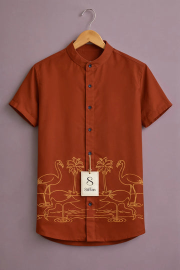 Men's Rust Flamingo Art Shirt