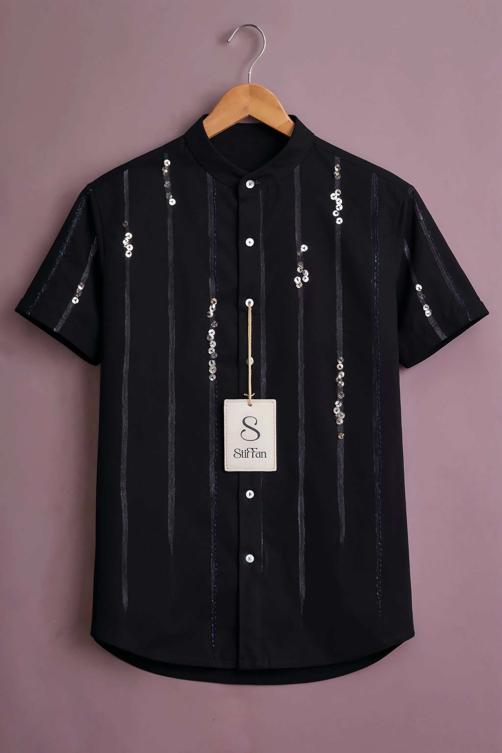 Midnight Sequin Stripe Shirt