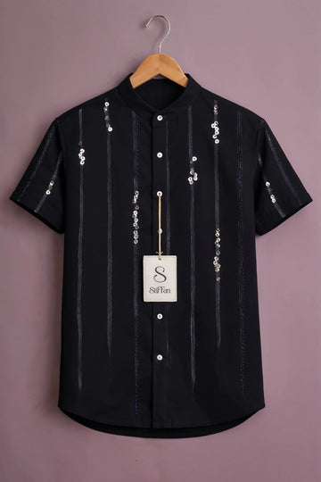 Midnight Sequin Stripe Shirt