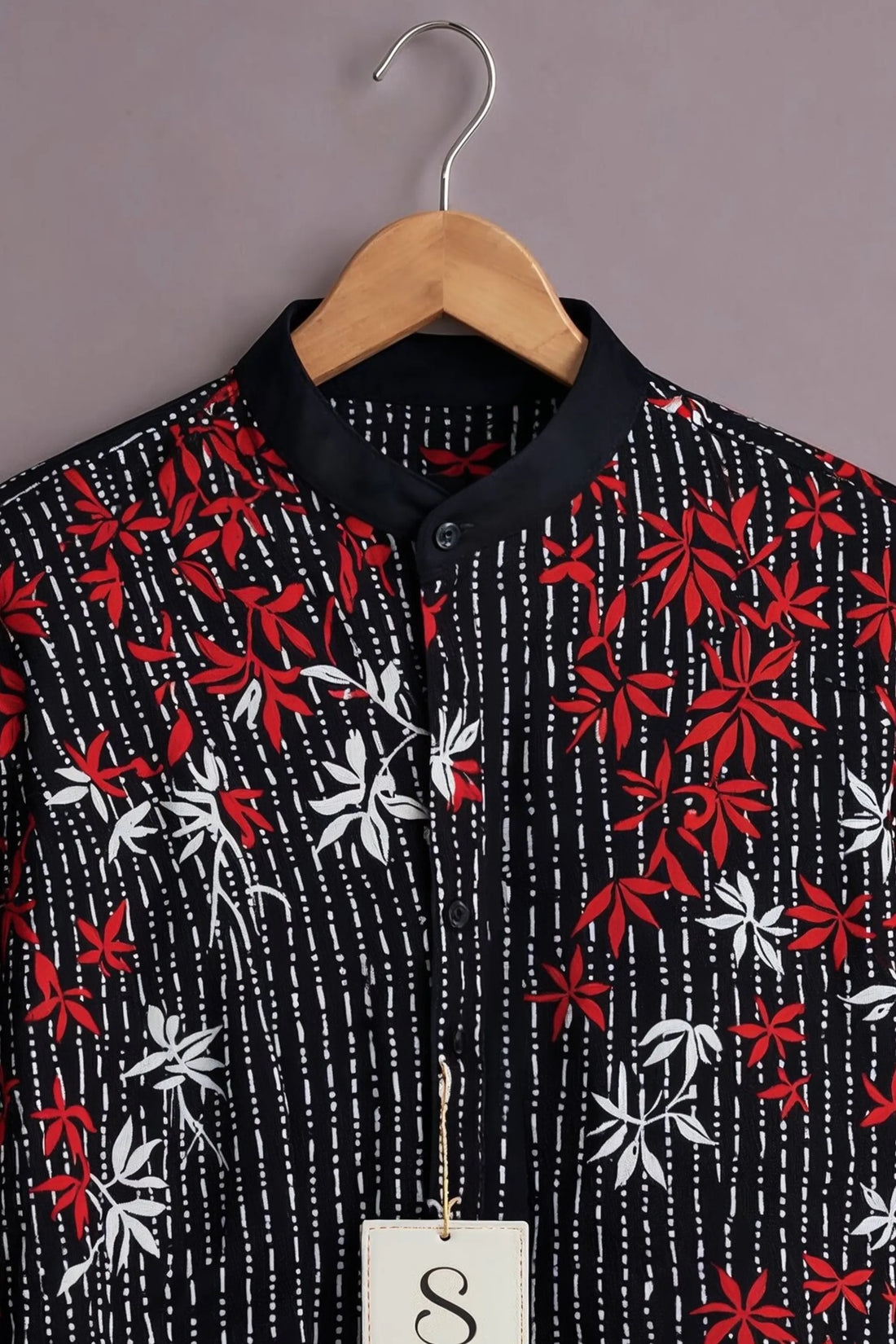 Midnight Red Blossom Print Shirt