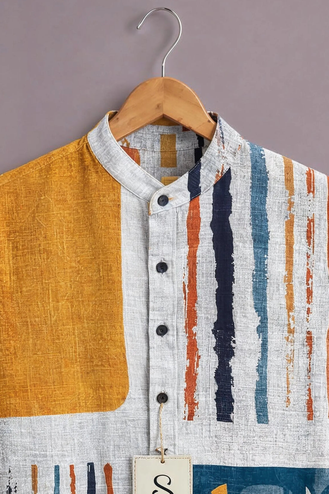 Rust Horizon Abstract Panel Shirt
