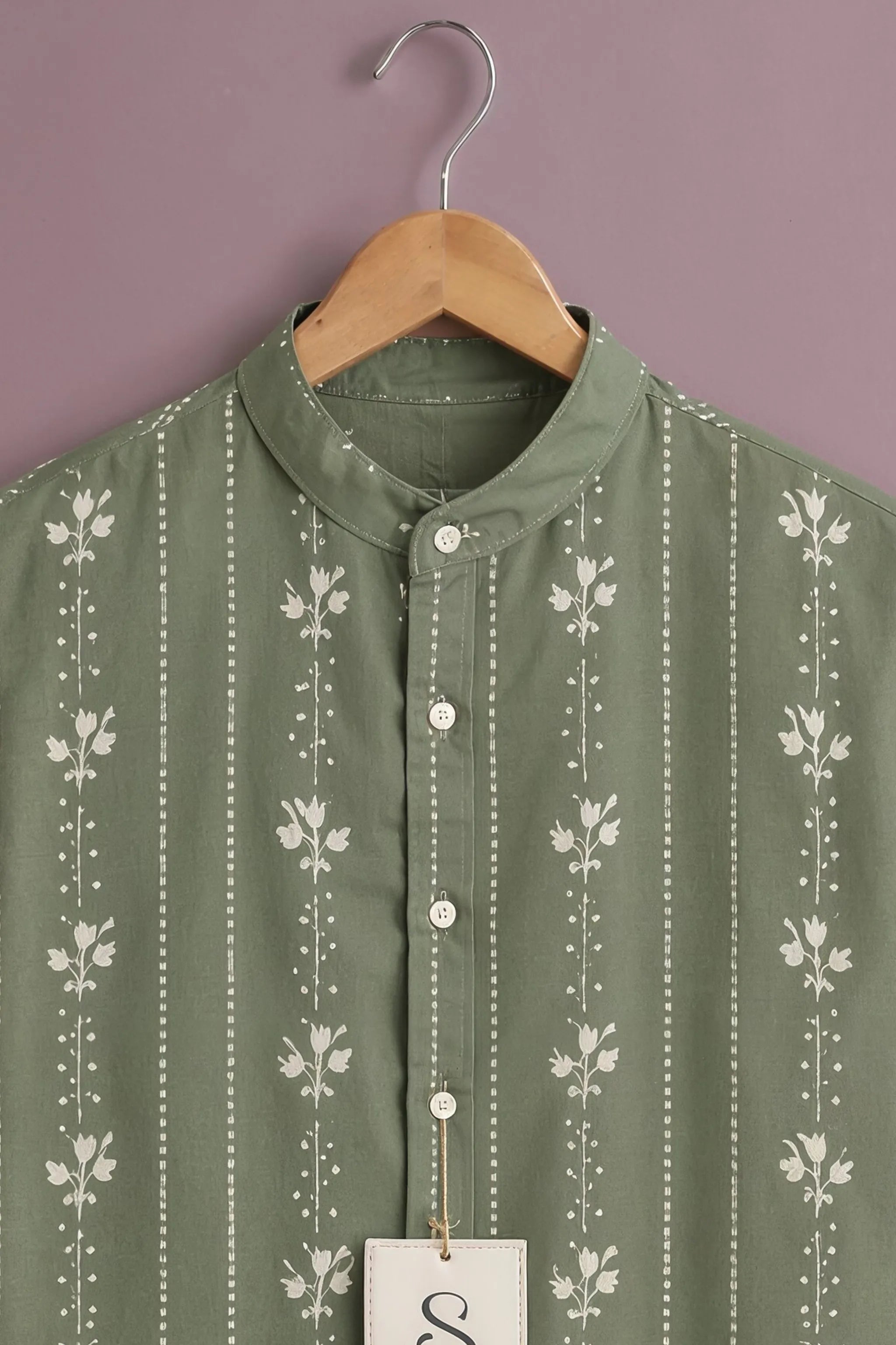 Men's Olive Bloom Stripe Shirt