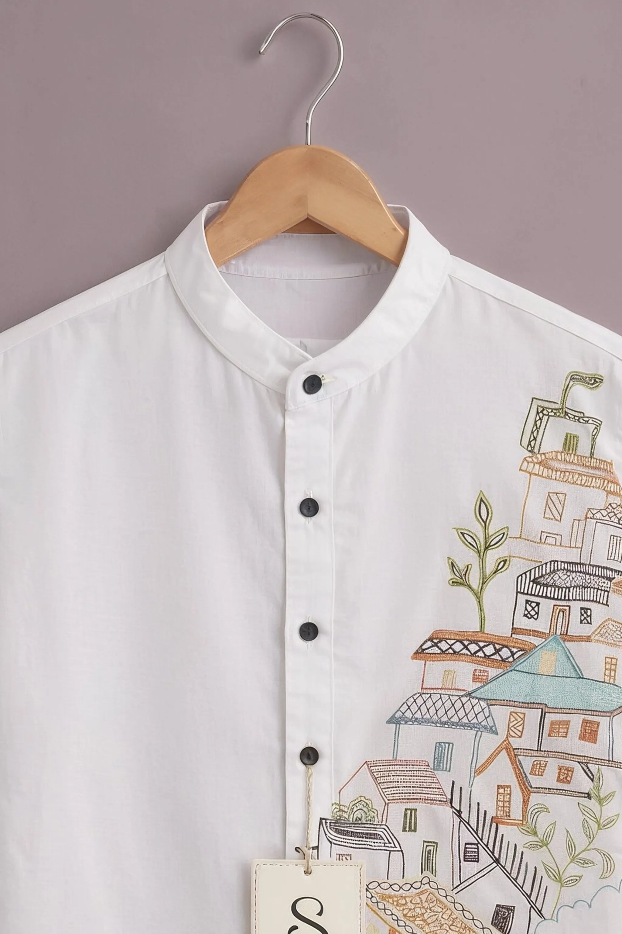 Ivory Urban Sketch Panel Shirt