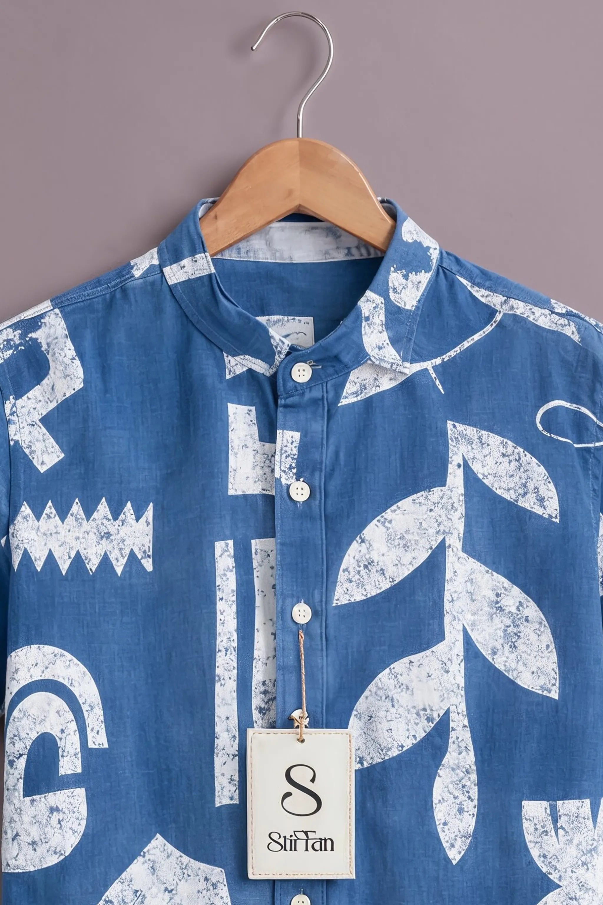 Men's Indigo Abstract Print Shirt