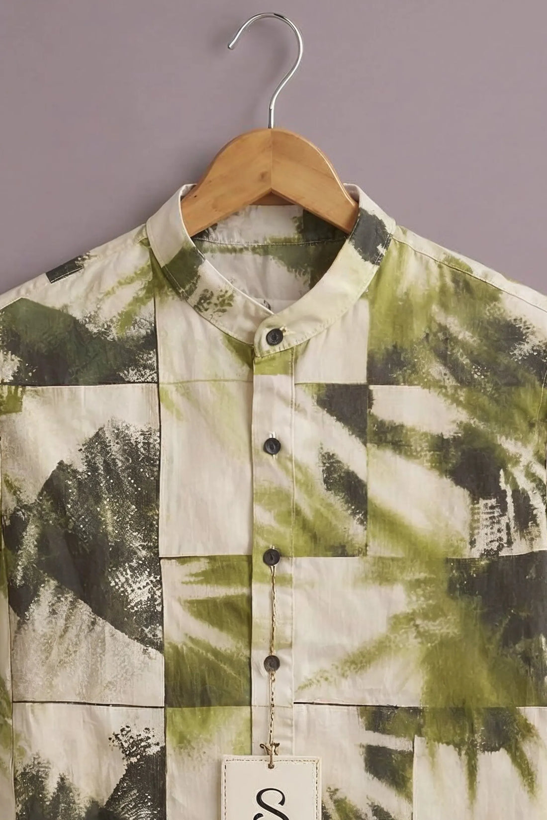 Men's Olive Canvas Patch Shirt