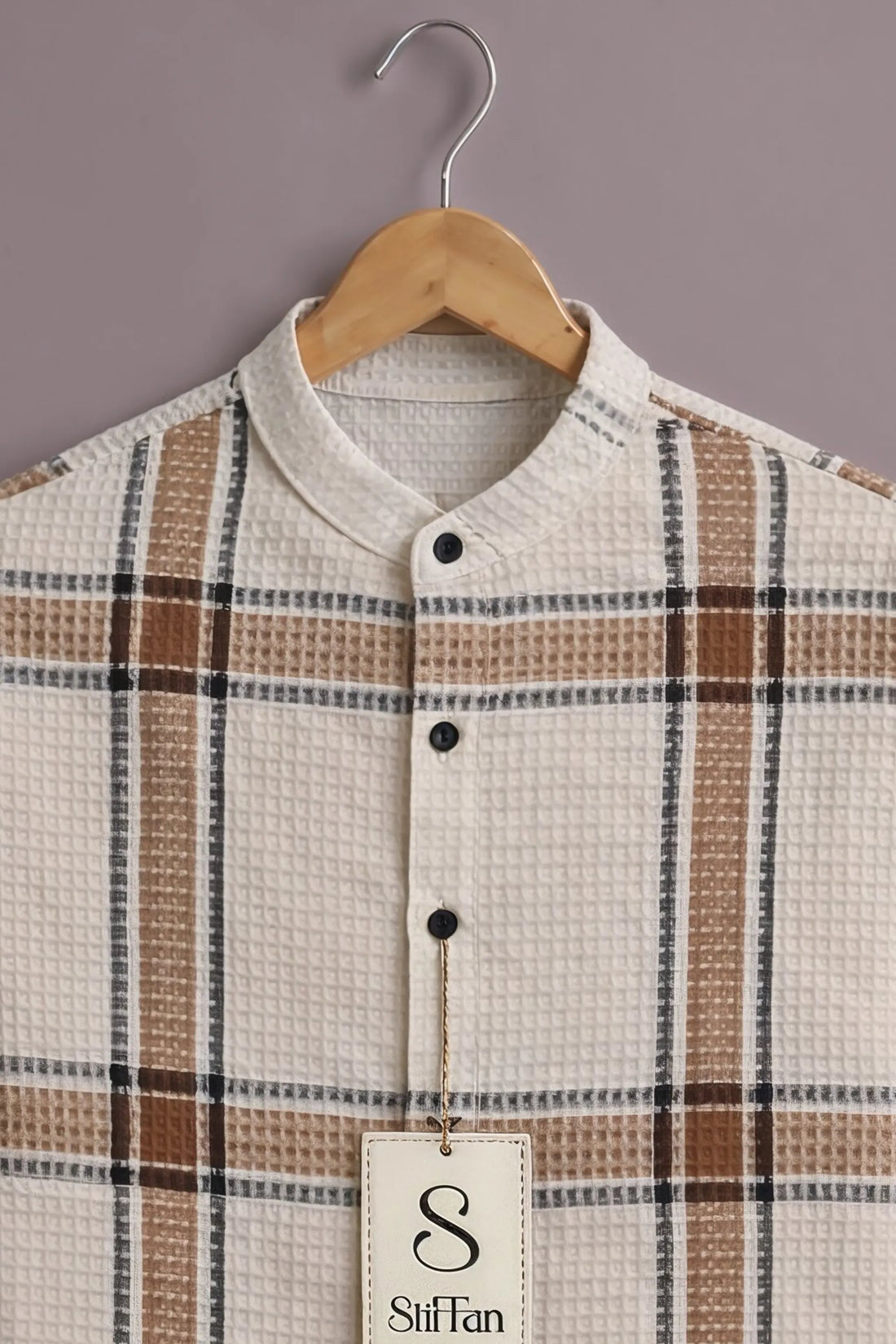 Ivory Sand Check Textured Shirt