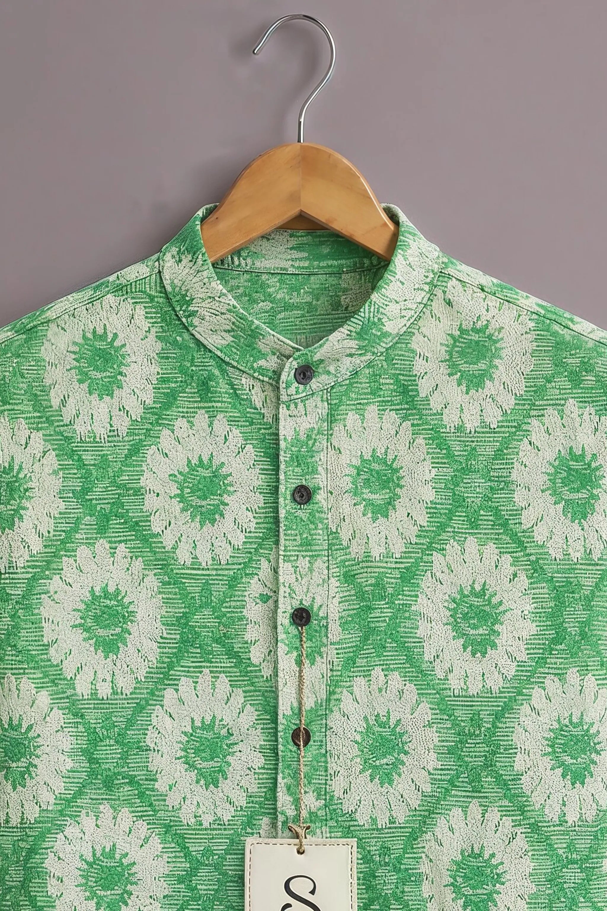 Men's Mint Ethnic Bloom Shirt