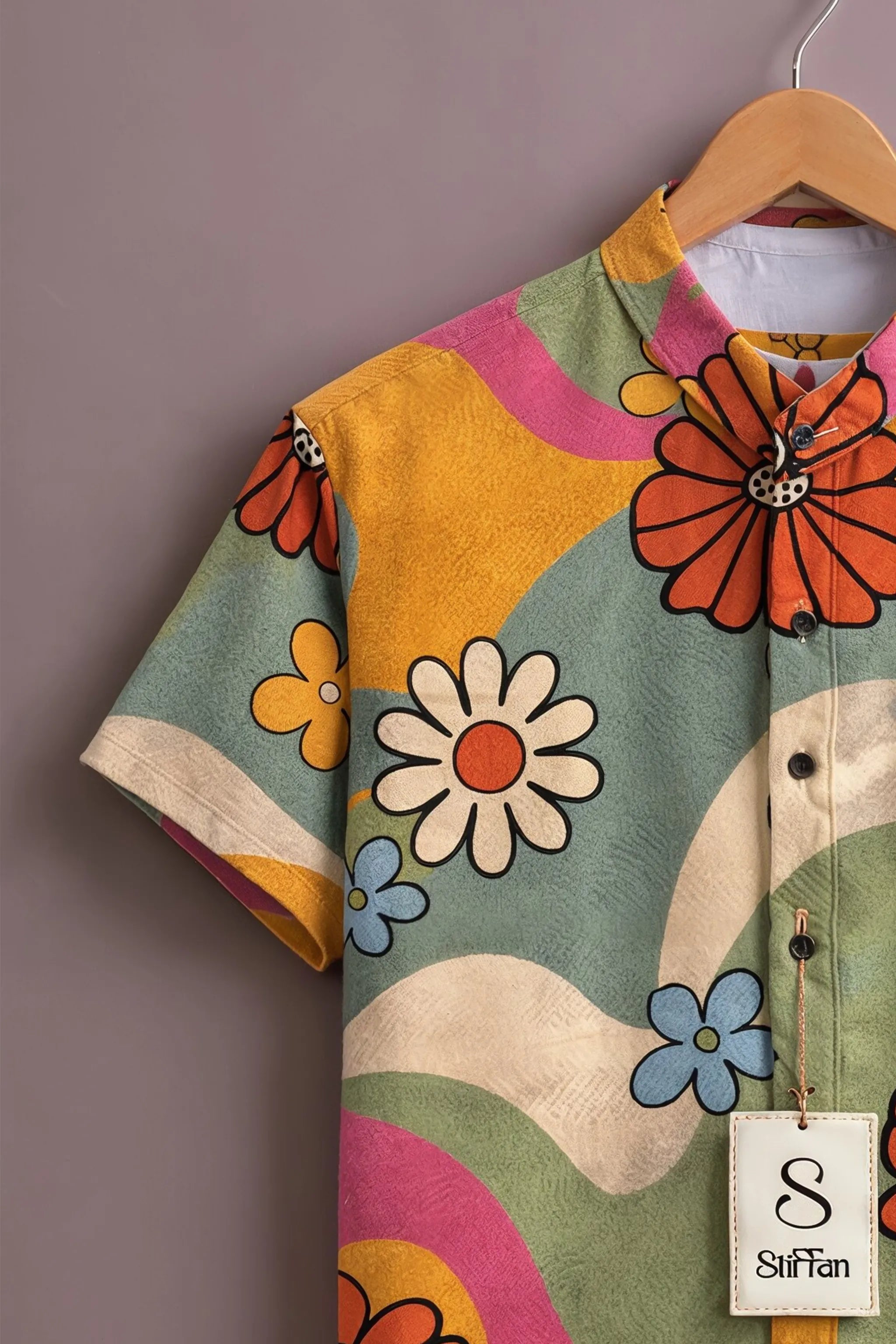 Men's Retro Bloom Printed Shirt