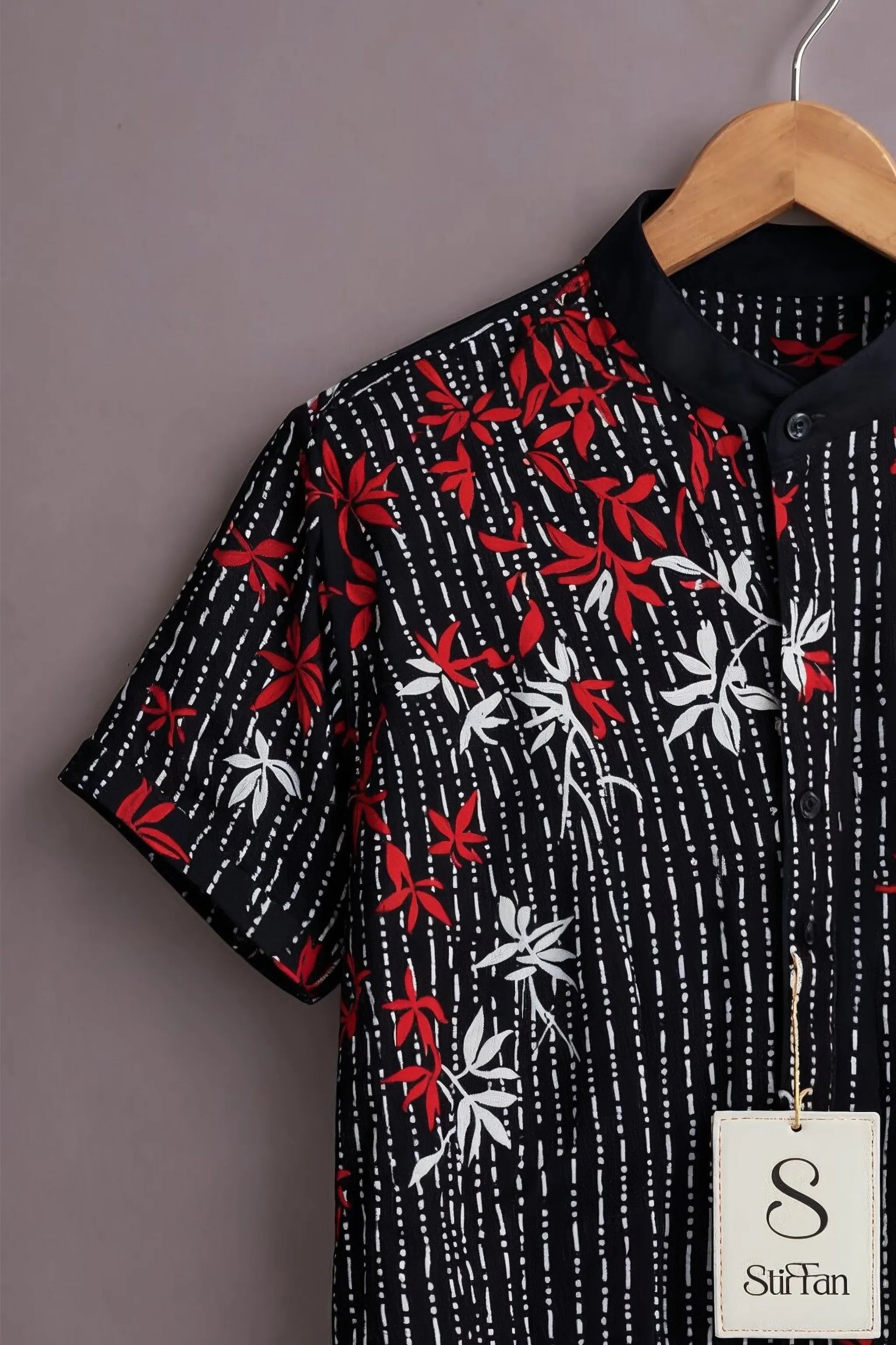 Midnight Red Blossom Print Shirt