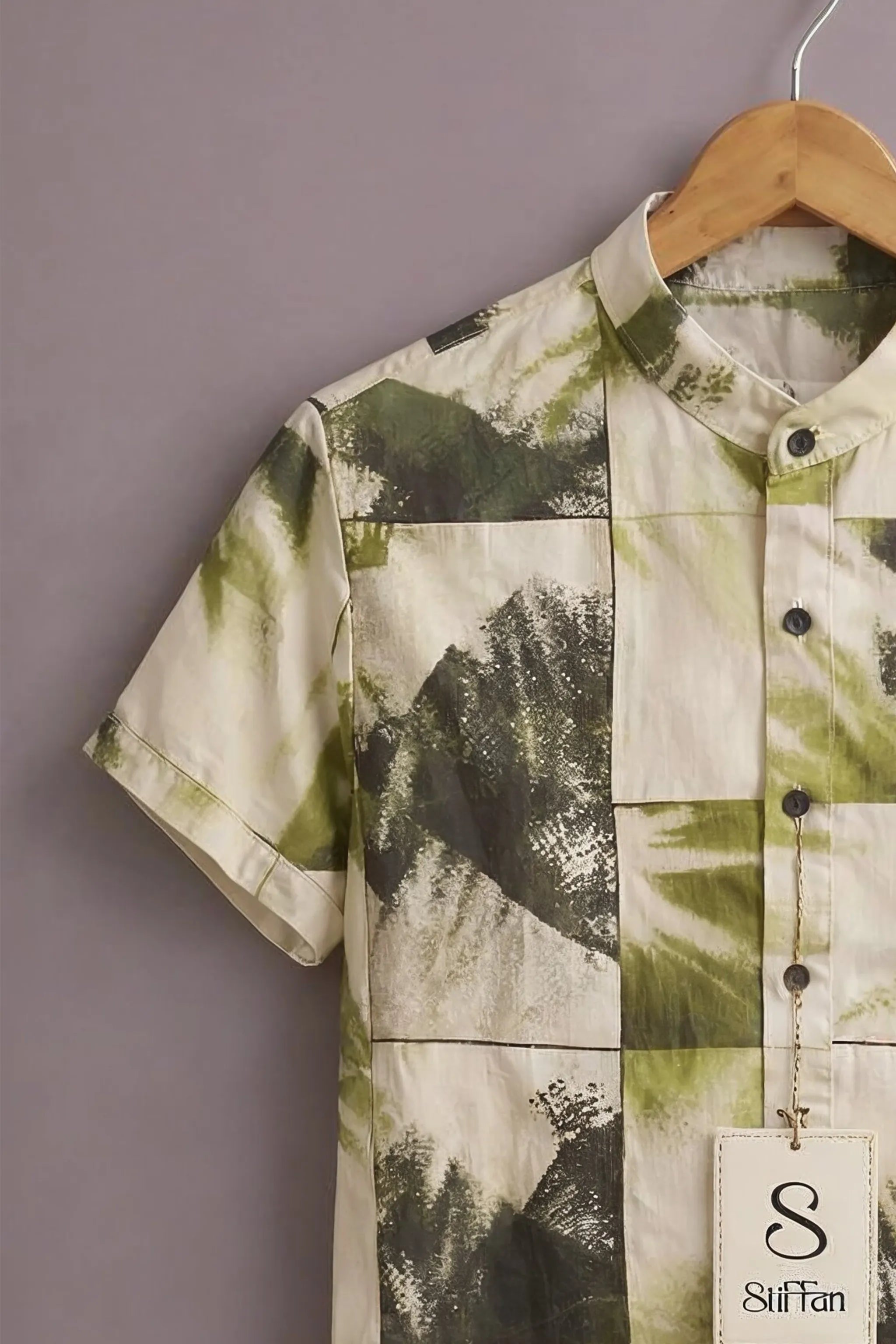 Men's Olive Canvas Patch Shirt