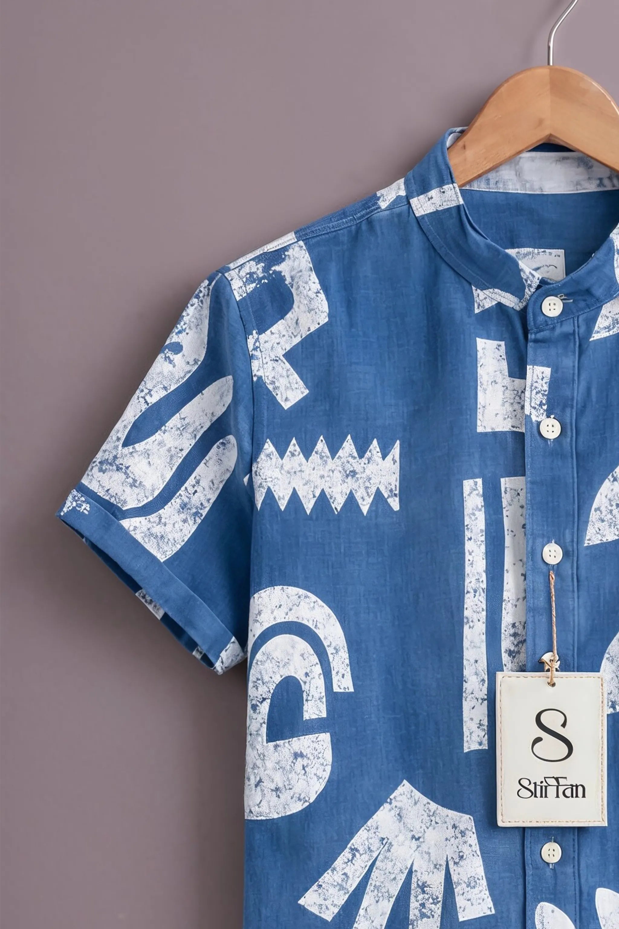 Men's Indigo Abstract Print Shirt