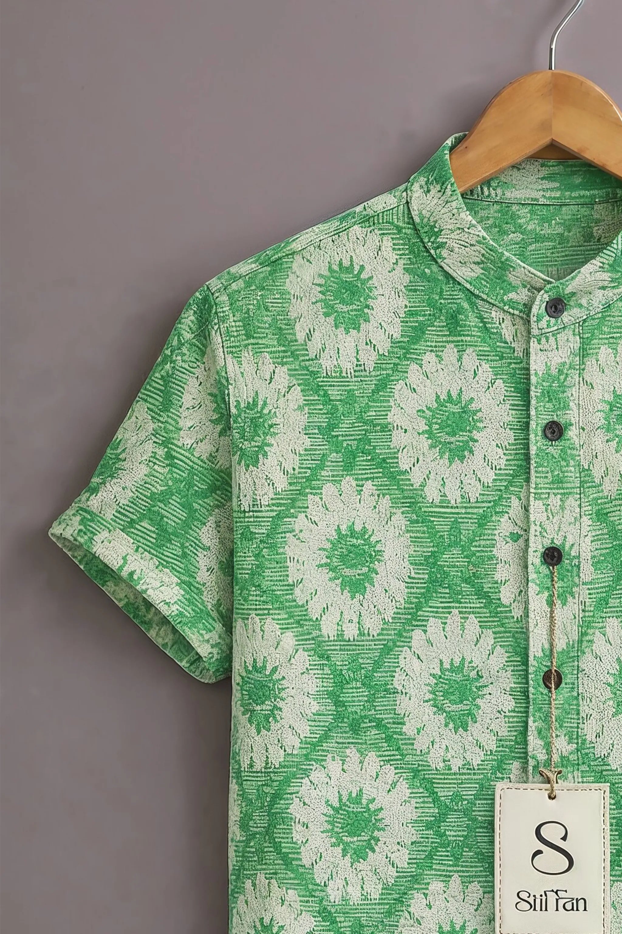 Men's Mint Ethnic Bloom Shirt